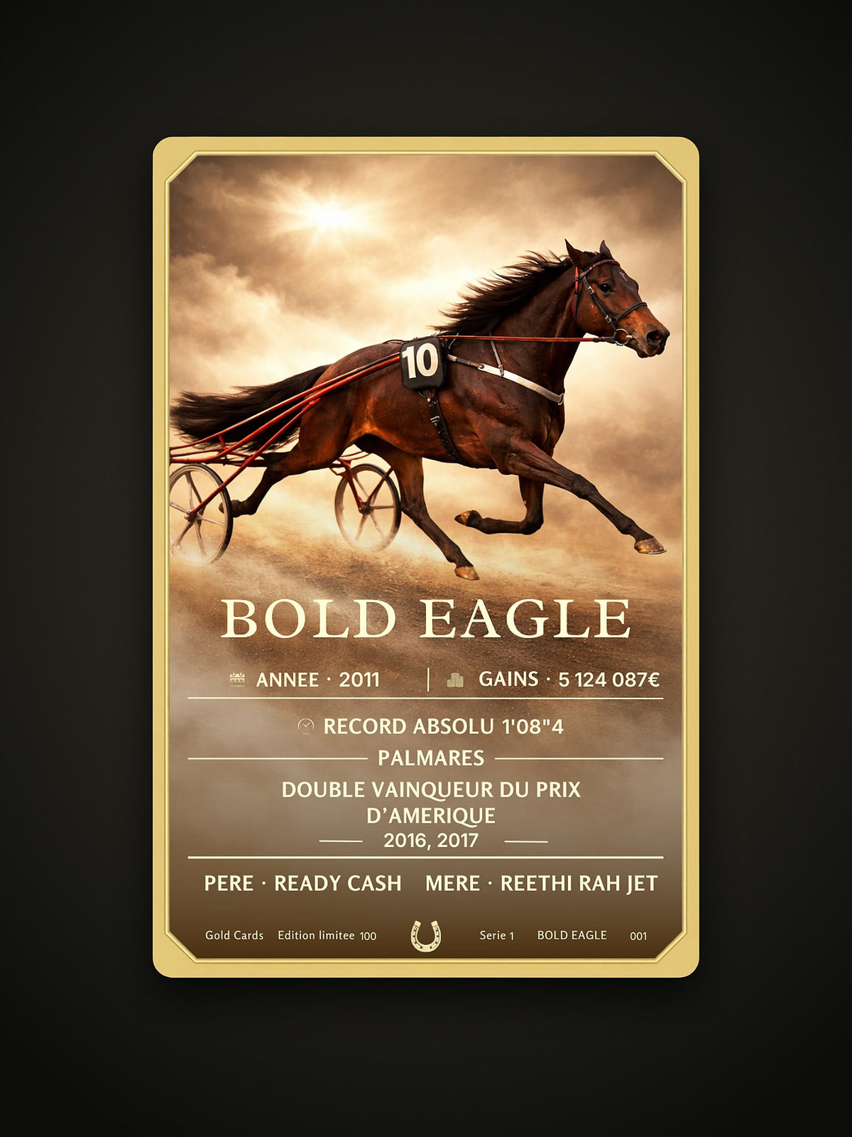 Carte Gold Card Bold Eagle : illustration et palmarès