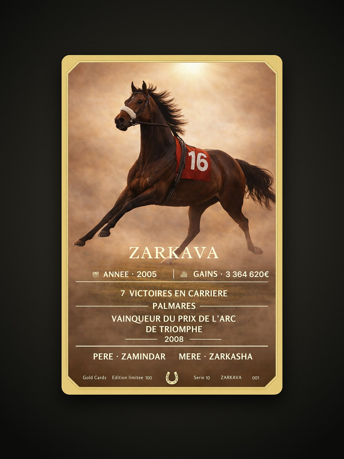 Carte Gold Card Zarkava : illustration et palmarès