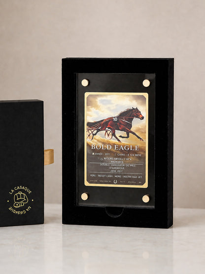 Gold Card Bold Eagle présentée debout dans son écrin