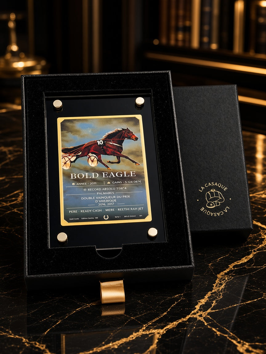 Gold Card Bold Eagle, mise en scène sur marbre noir